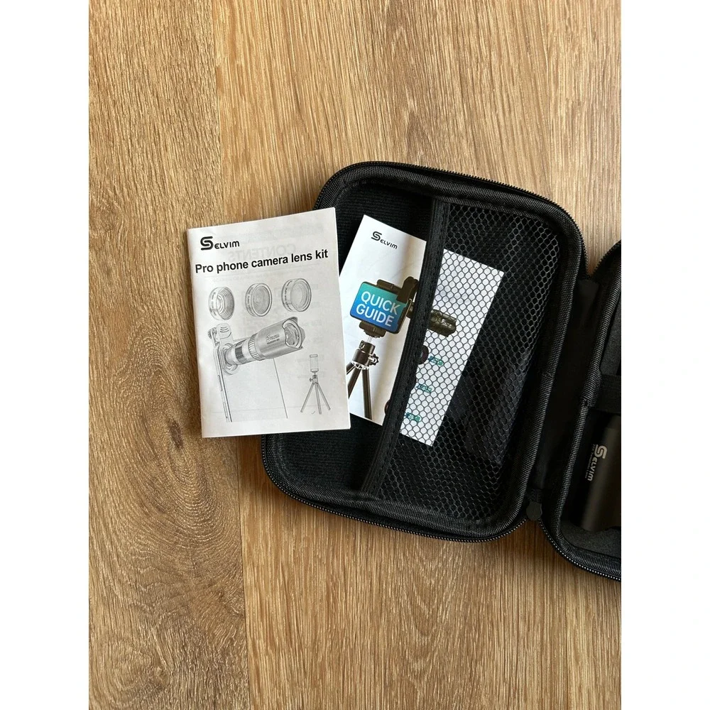 Selvim Pro Phone Camera Lens Kit with Telephoto Macro Wide Angle Tripod Case